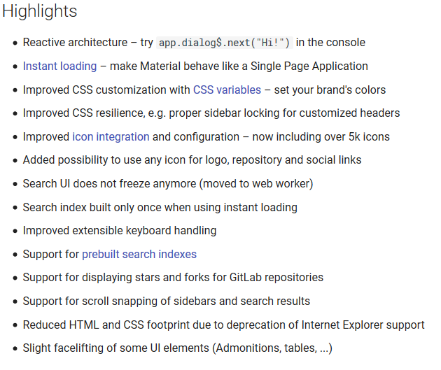 Material Theme version 5 highlights