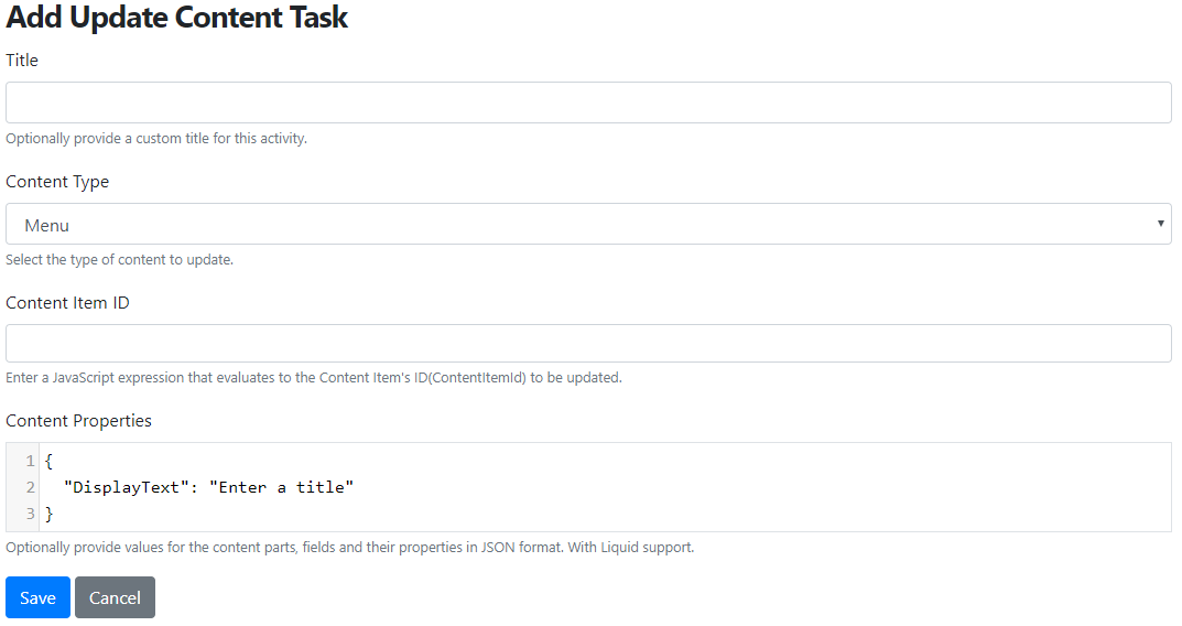 Add Update Content Task