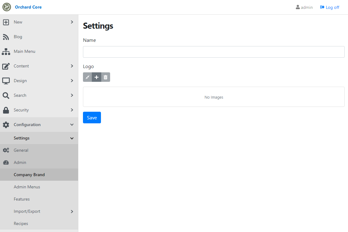 Company Brand settings page