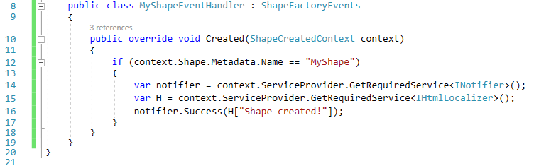 Accessing the ServiceProvider from the ShapeCreatedContext