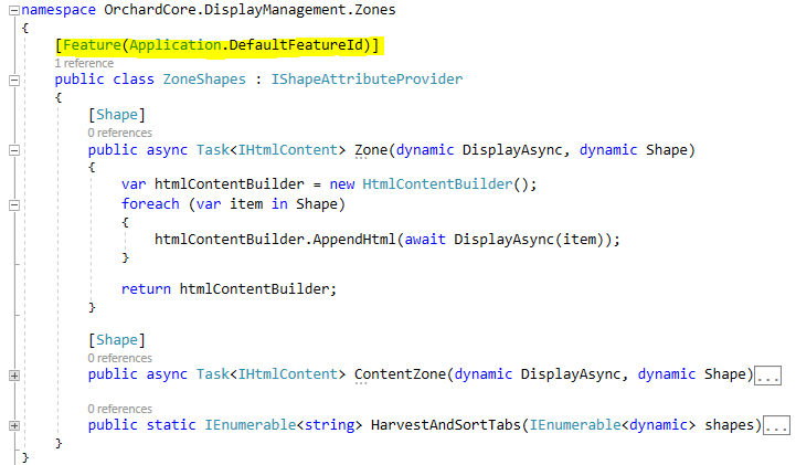 Using the DefaultFeatureId attribute to allow ZoneShapes to be overriden
