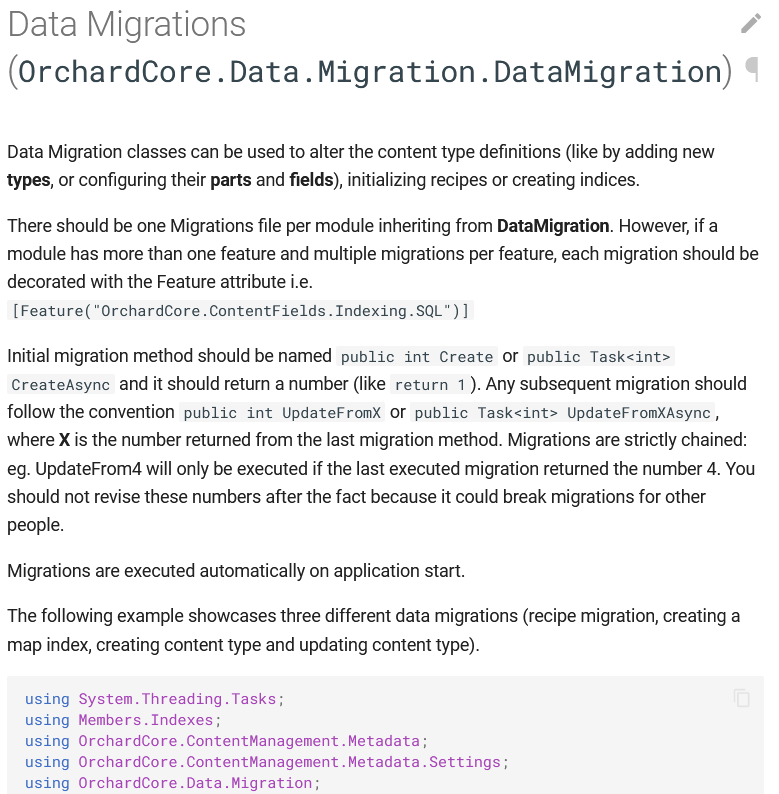 Data Migrations page on the documentation