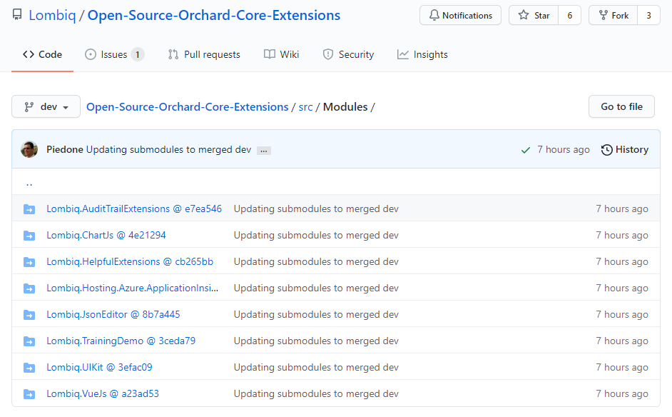 The modules of the Open Source Orchard Core Extensions repository
