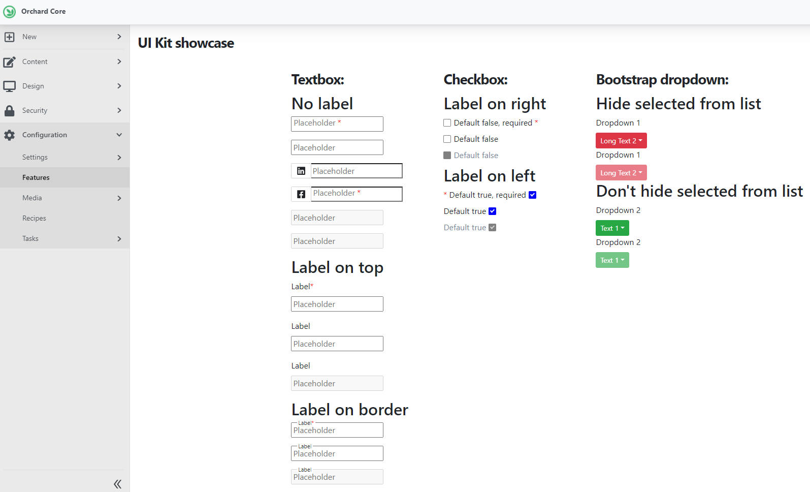 The Lombiq UI Kit Showcase page