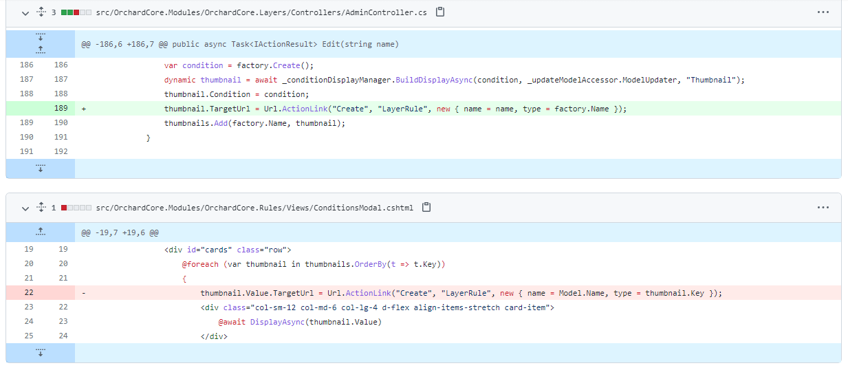 Moving setting the rule condition target URL to the controller