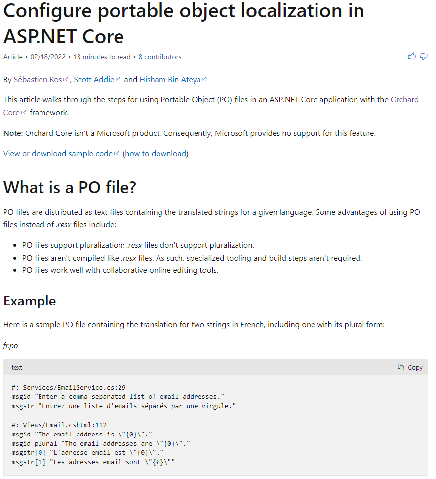 Configure portable object localization in ASP.NET Core