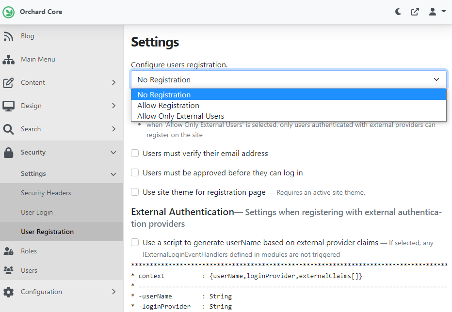 Use display names in registration settings