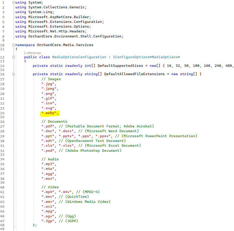 Add WebP as a default file extension
