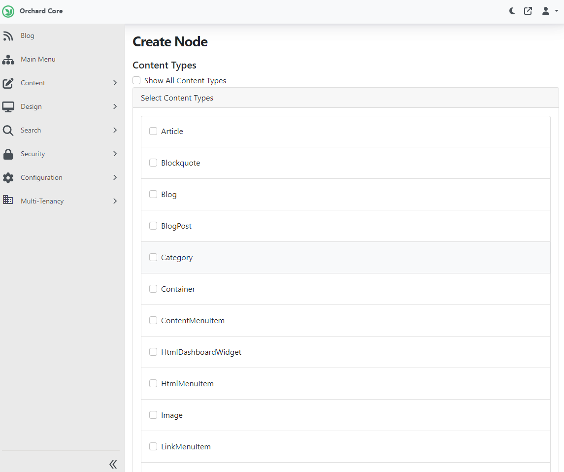 Listing content types with listable permission