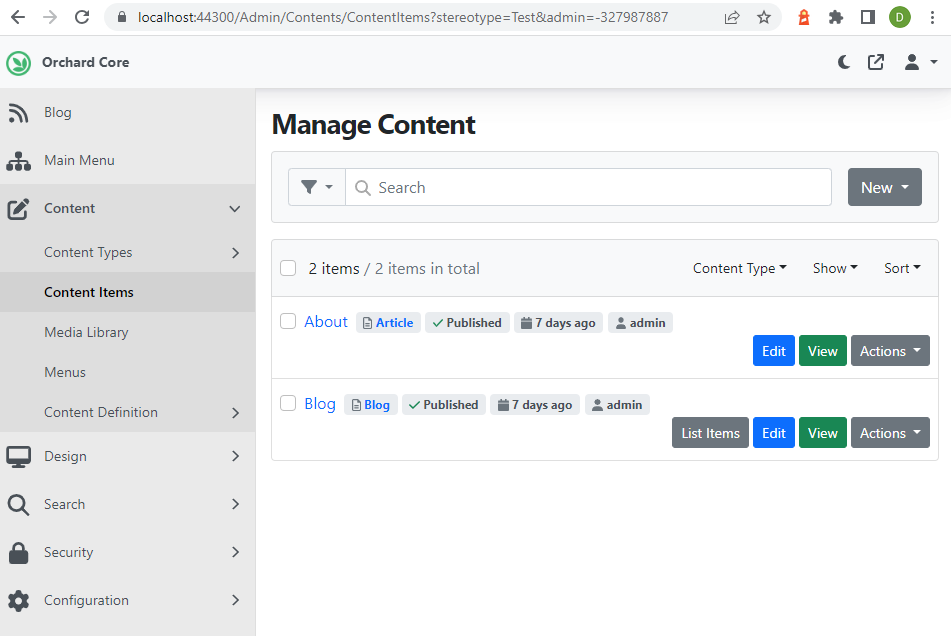 Add stereotype as filter for contents UI
