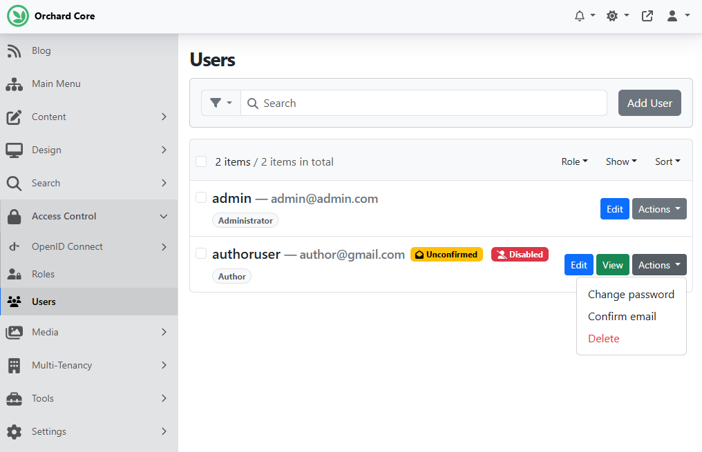 Add a badge if the user's email address is not confirmed