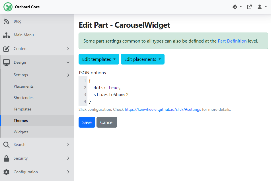 Carousel Widget configuration
