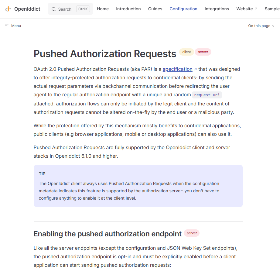 Pushed Authorization Requests