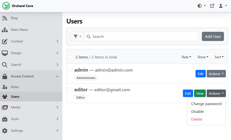 Enabling and Disabling Users from the Users List