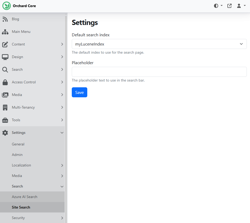 Site Search Settings