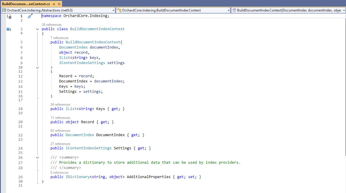 Add AdditionalProperties collection for BuildDocumentIndexContext