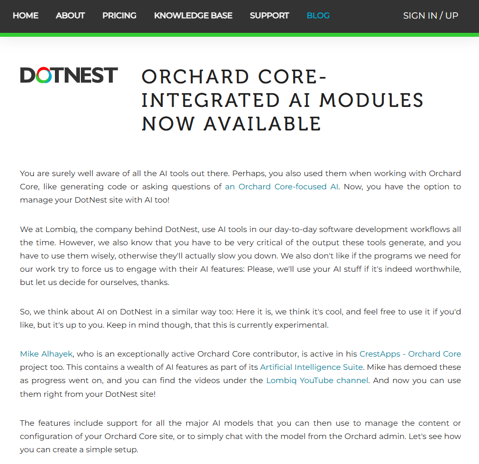 DotNest integrated AI modules
