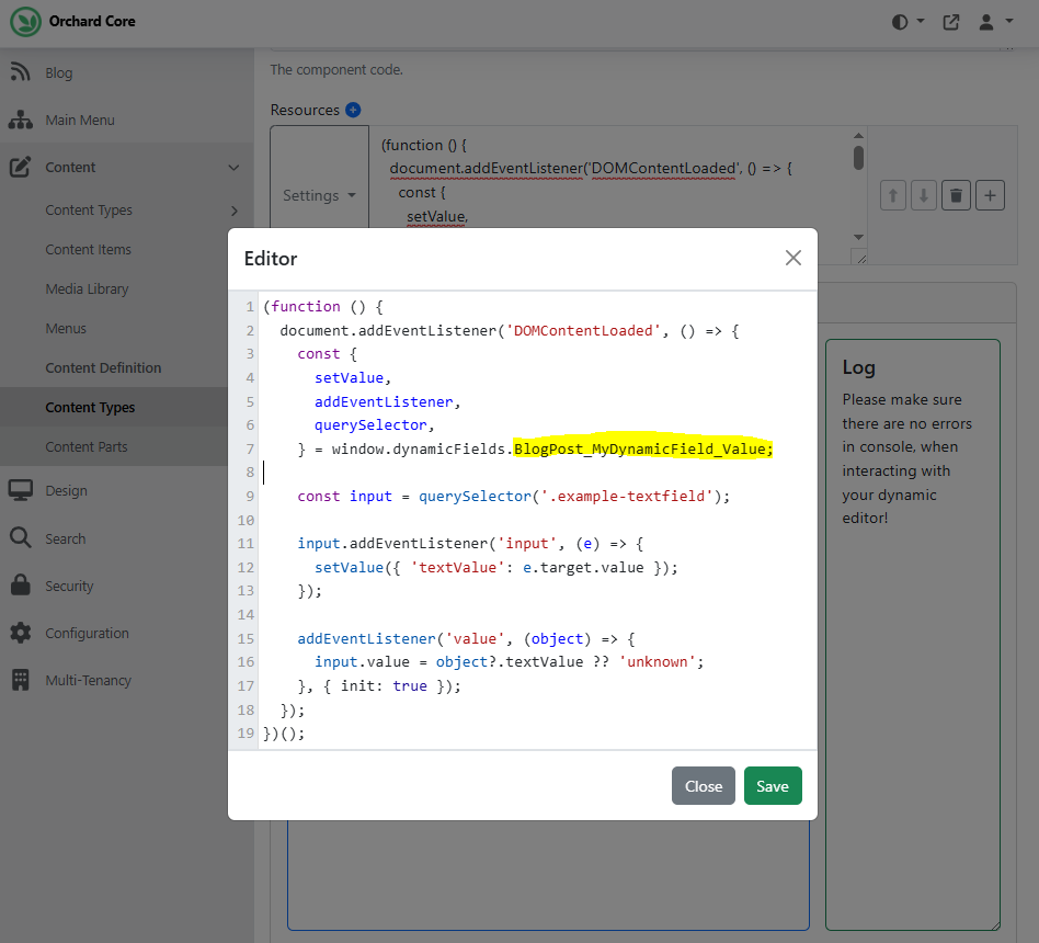 JavaScript snippet