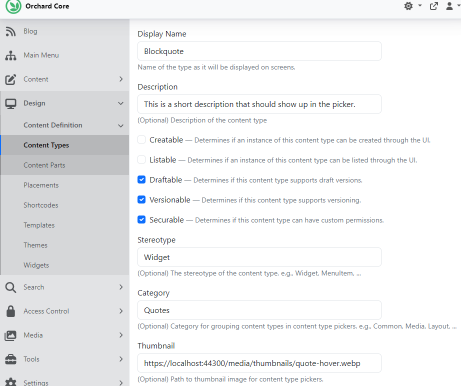 Blockquote widget definition