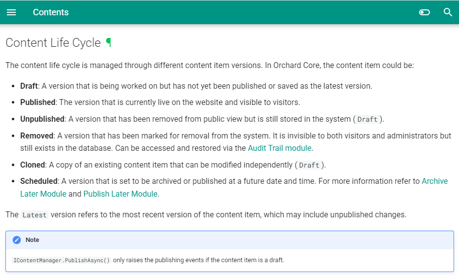 Content life cycle docs