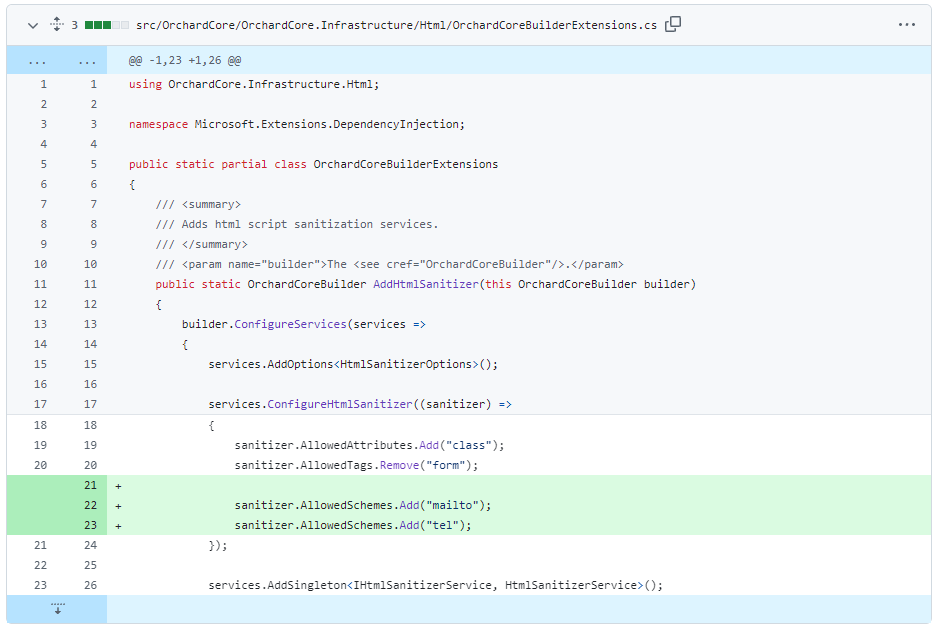 Allow mailto and tel links in HTML sanitizer configuration