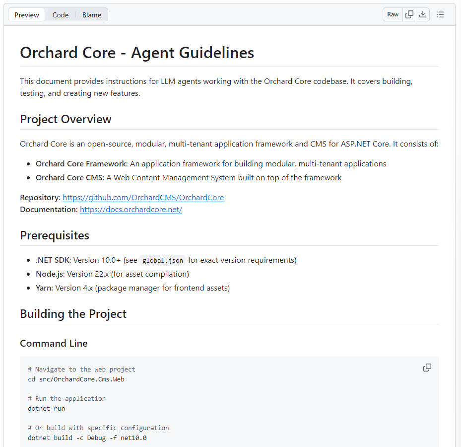 Orchard Core Agent Skills