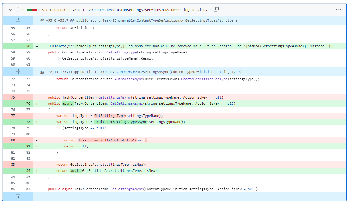 Obsolete synchronous CustomSettingsService.GetSettingsType method