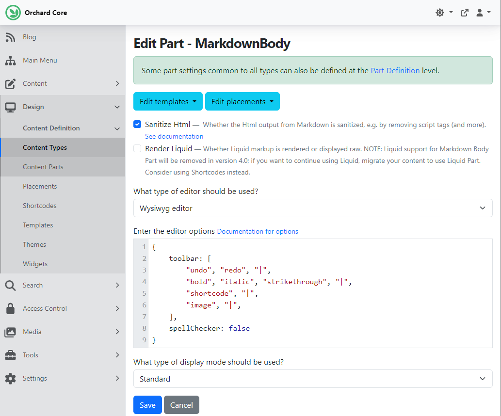 MarkdownBody Part WYSIWYG editor options