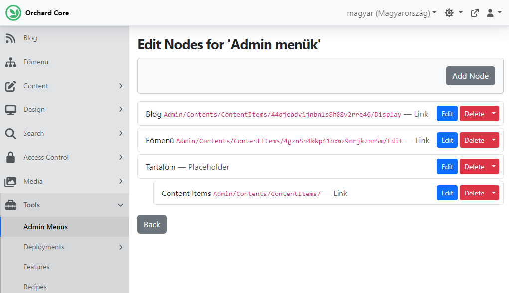 Localized Admin Menus
