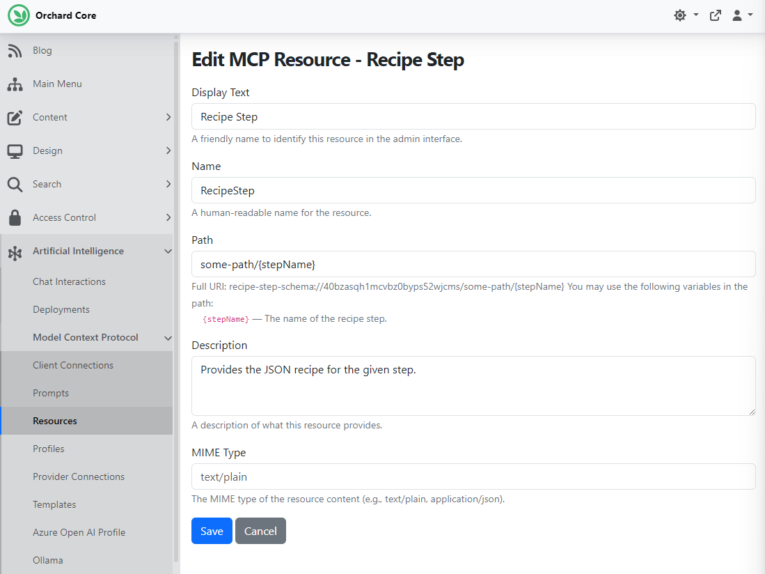 Recipe Step Schema Resource Type