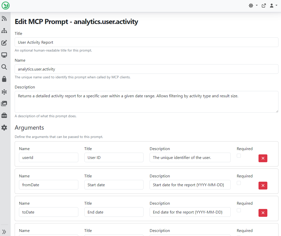 User Activity Report MCP Promtp