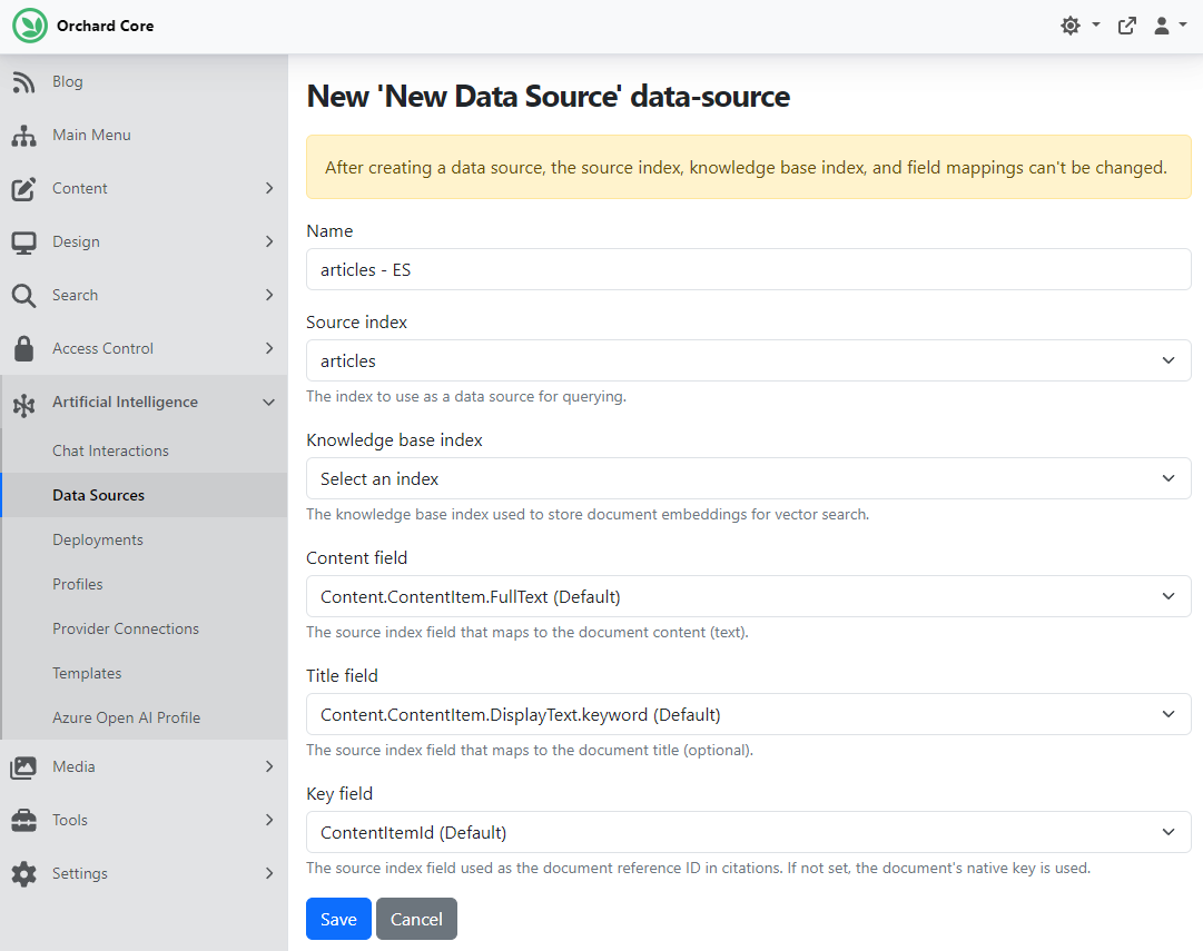 Creating a new Data Source