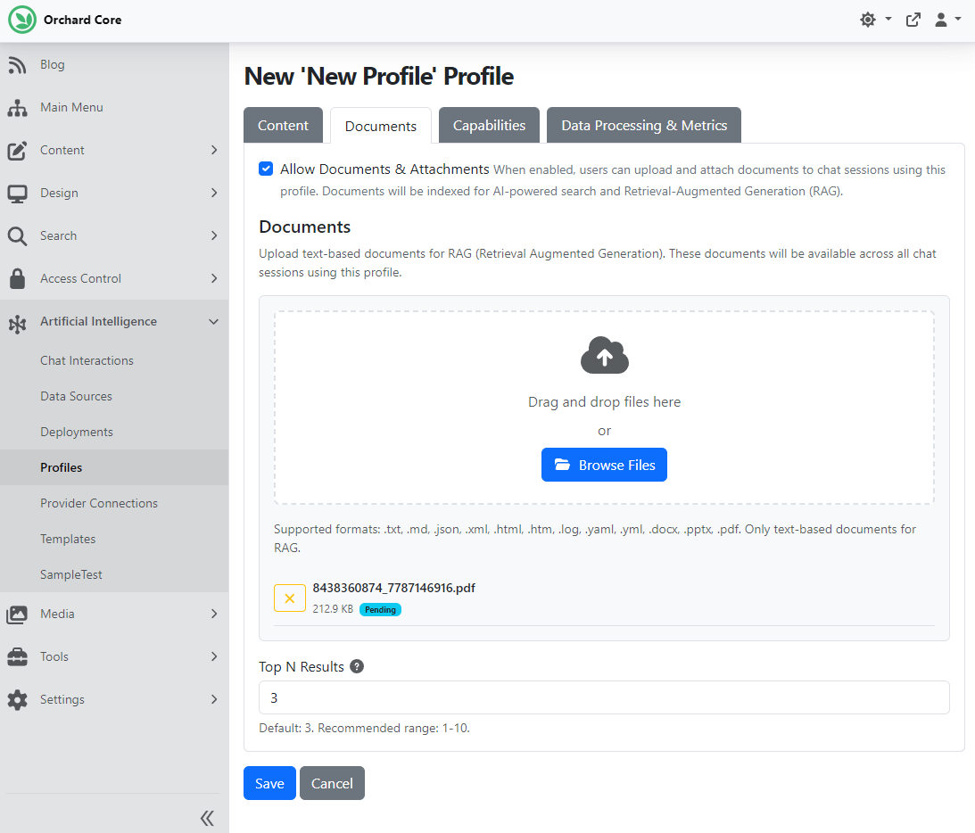 Profile documents