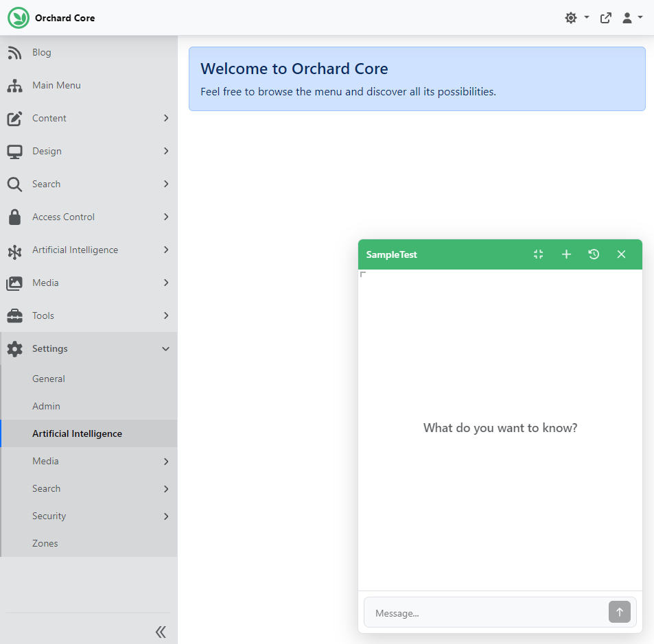 AI Chat Admin Widget