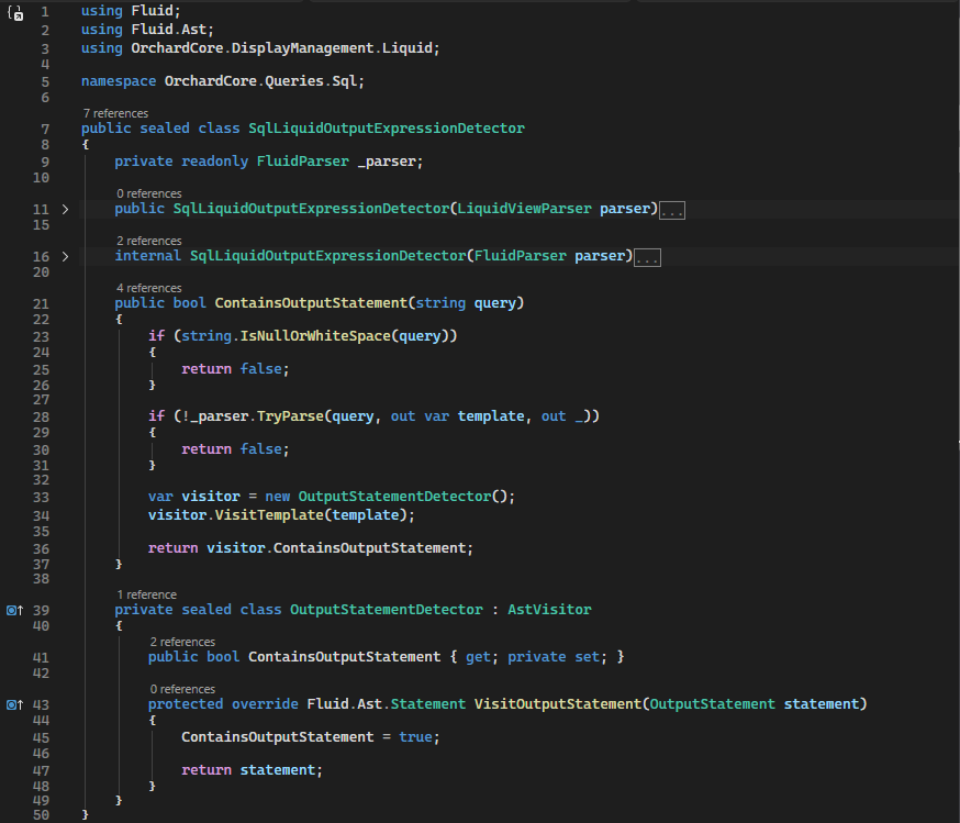 SqlLiquidOutputExpressionDetector