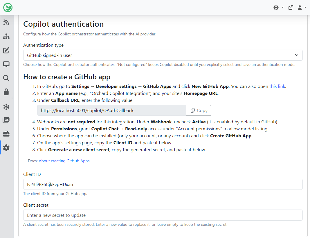 Copilot authentication