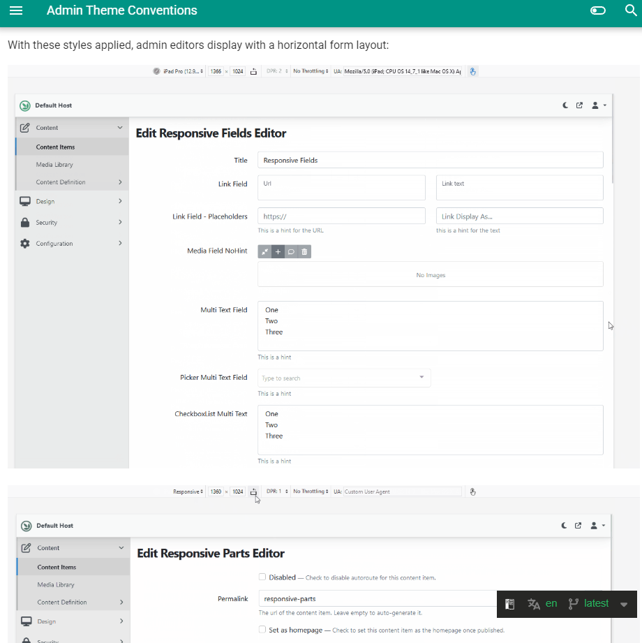 Admin Theme conventions