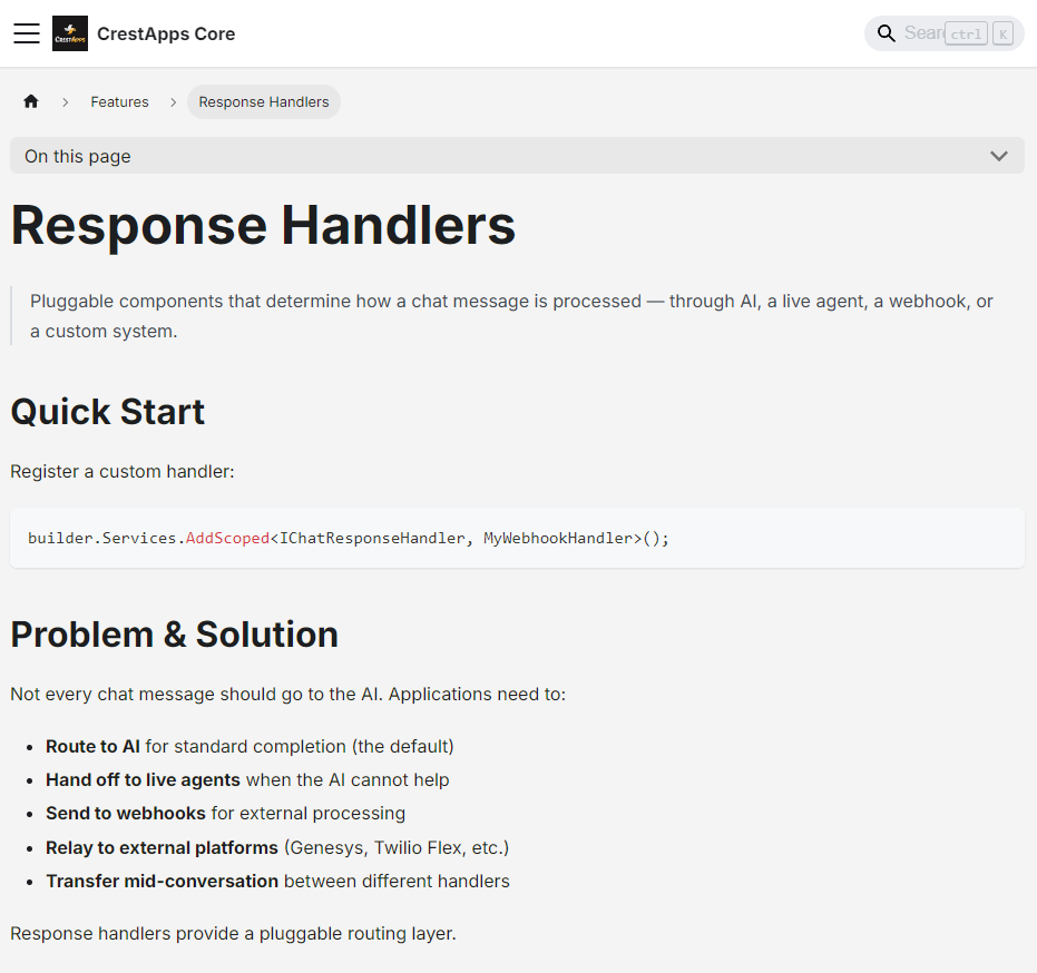 Chat Response Handlers