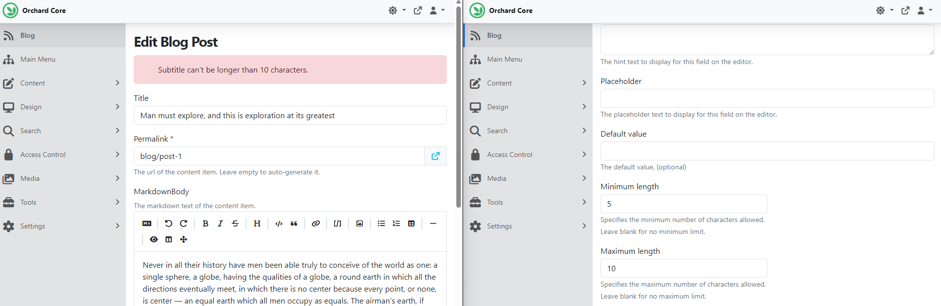 New MinLength and MaxLength Text Field Settings