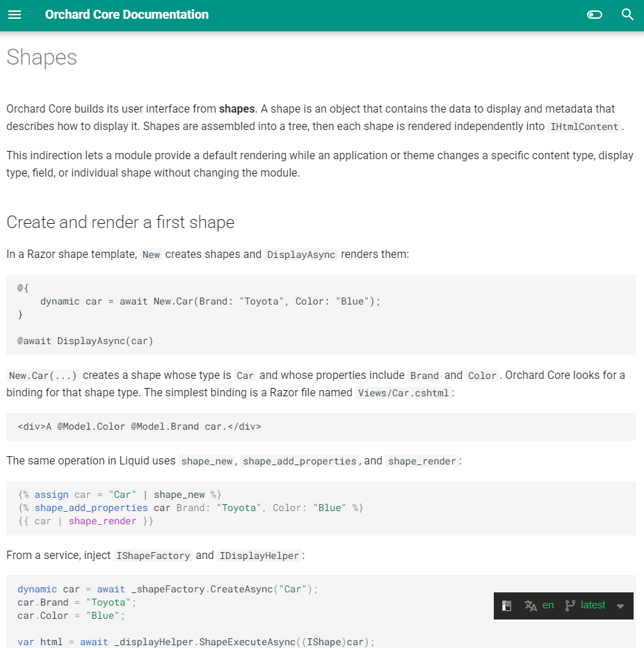 Shapes Documentation