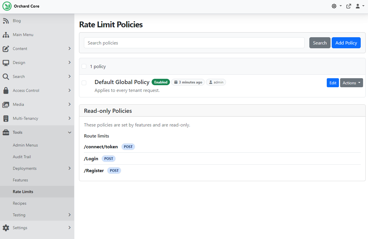 Rate Limit policies