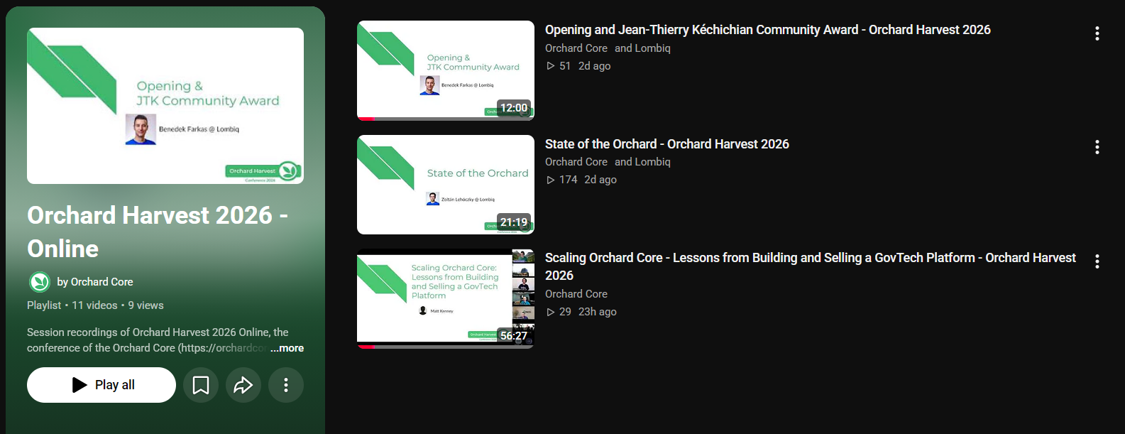 Orchard Harvest 2026 playlist