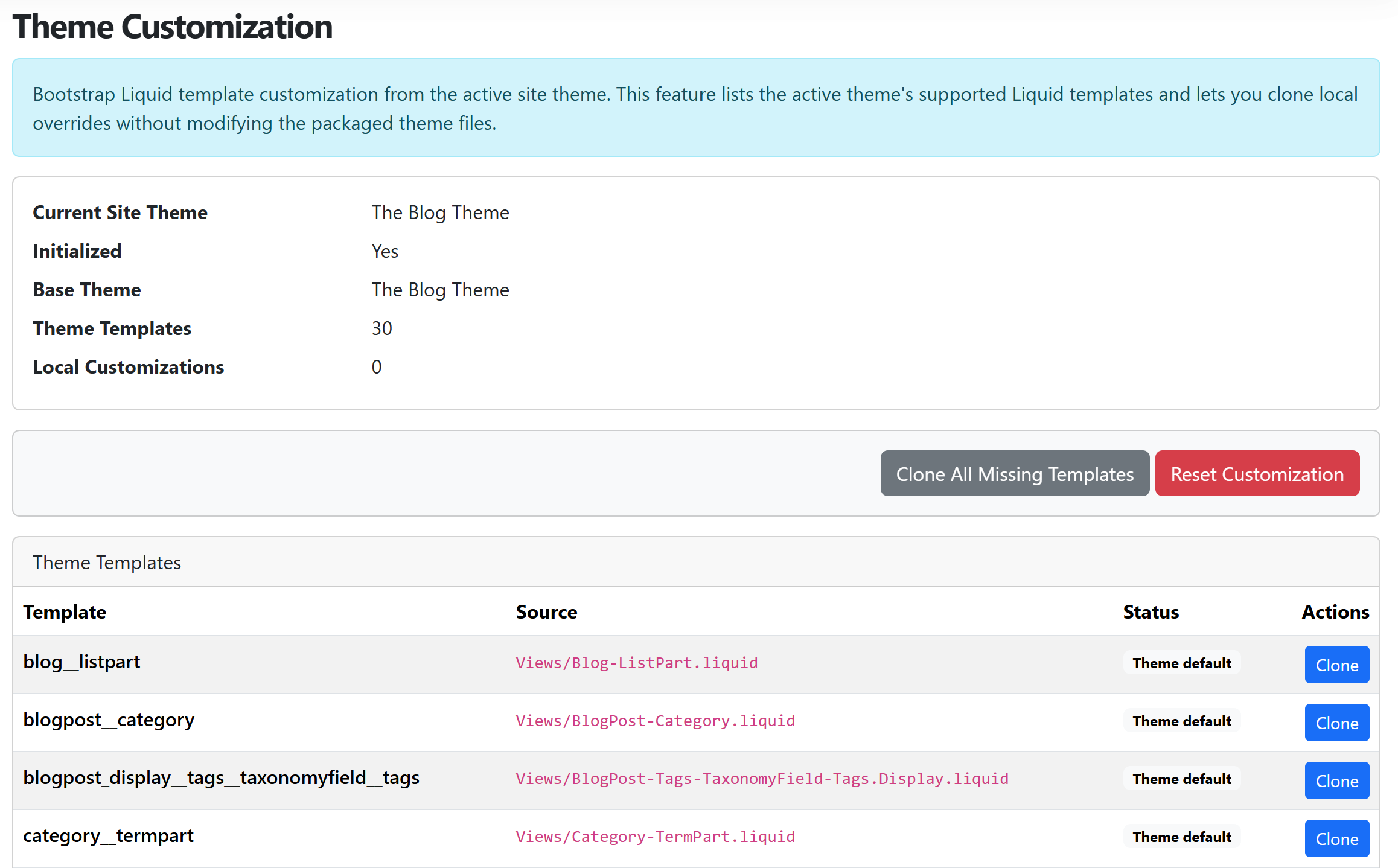 Theme customization